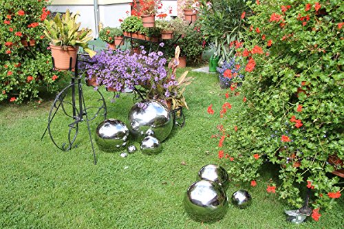3x Edelstahlkugel Ball poliert 8cm Ø Schwimmkugel Dekoration Rosenkugel - 5