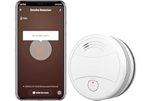 PGST Detector de Humo WiFi con batería de Litio reemplazable,DIN EN14604, Alarma de 85 dB, Detector de Humo Inteligente Wifi-1Pieza con Notificación por Tuya/Smart Life App Compartida con la Familia