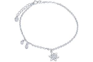 Yumilok Srebro wysokiej próby 925 cyrkonia sześcienna damska bransoletka z zawieszką płatek śniegu ogniwo bransoletka łańcuszek na rękę z przedłużeniem