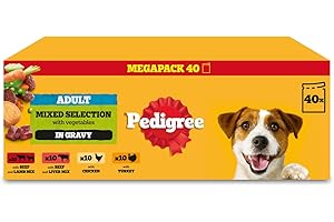 Pedigree Adult Dog Wet Food Pouch Mixed Selection in Gravy, 40x100g
