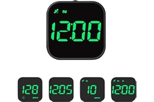 GPS para automóvil HUD Velocímetro Inteligente Pantalla KMH/mph, iKiKin Pantalla LCD de 2.0'' con Advertencia de Fatiga Brújula de navegación Alerta de Velocidad para Todos los vehículos（Verde）