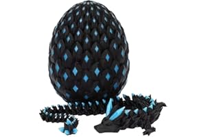 EDUPLAYTE 3D Printed Dragon Eggs with Dragon Inside, in The Dark Cool 3D Printer Articulated Animals Fidget Toy, Home Office Desk Decor, Gift for Kids, Teens, Boys, Girls(Nightglow blue)
