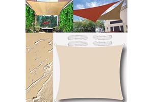 GLIN Sun Shade Sail Outdoor Waterproof Rectangular 2.5x5m Shade Sails Canopy UV Protection for Garden Patio Block With Rope Shade Sail Kit Creamy-white