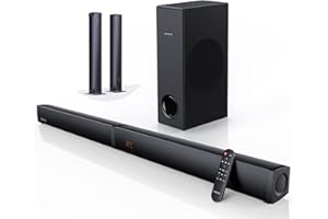 MEREDO 180W Barre de Son Amovible 2 en 1 pour TV Barre de Son 2.1Ch avec Caisson de Basses Connexion Arc/Optique/BT 5.0/Aux/Basses Profondes 12L - 94 CM (câble Arc Inclus)