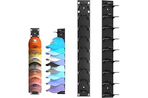 DYUEE 2 Pack Hat Organizer for Baseball Caps, Multilayer Hat Storage Display Holder, Strong Adhesive Hat Rack for Wall Closet Door and Bedroom, Hold up to 18 Hats(Black)