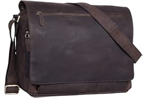 STILORD 'Jan' Maletín para portátil de 15,6' Cuero Estilo Vintage Bolsa de Hombro Bolso de Mensajero o Bandolera de auténtica Piel de búfalo