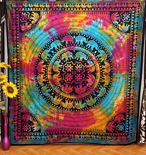 Hippie Decor Wall decor Indian Elephant Tapestry, Hippie Tapestries, Tapestry Wall Hanging, Indian Good luck tapestries Home decor Tapestry , Bohemian Dorm Decor Mandala Tapestries, Pyshedlic Tapestry Elephant Decor Barhmeri Circle of Flowers Tapestry,Multi-colored Mandala Tapestry Indian Wall Hanging by online big bazar