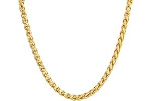 U7 Collana da uomo da donna a catena a maglia Spiga Grano in acciaio inossidabile placcato oro 18k/ nero larghezza 3/6/9 mm,lunghezza 46/51/55/61/66/71/76 cm con Confezione Regalo