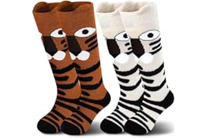Muezna 2 Paar Kinder Merinowolle Skisocken, Jungen Mädchen Winter Thermosocken Kindersocken Sportsocken Knie-High Warme Dicke Skifahren Skaten Socken (OTC)