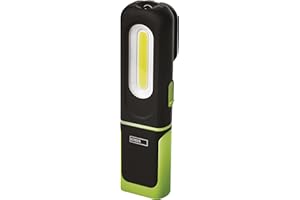 EMOS Wodoodporna LED lampa robocza, ładowalna lampa warsztatowa z wyginaną podstawą, klipsem, haczykiem i magnesem, 330 lm, zasięg światła 45 m, akumulator 1200 mAh, kabel USB, 3 tryby świecenia