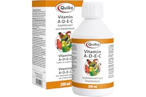 Quiko Vitamine A-D-E-C -200ml pour l'Apport de Vitamines aux Oiseaux d'Ornement, Pigeons Voyageurs et Poules - pour l'Apport de Vitamines après les Cures de Coccidies - Idéal en Situation de Stress
