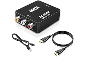 baolongking RCA to HD Adapter, AV to HD Converter,1080P to HD CVBS AV Composite Adapter for PS2 Wii Xbox SNES N64/TV/PC/ PS3/ STB/Xbox VHS/VCR/Blue-Ray DVD Players (RCA converter with HD cable)