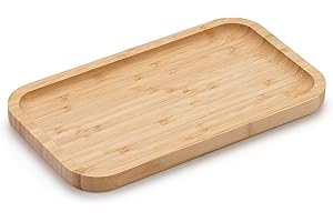 BAM BOO BOX - Taca łazienkowa z bambusa, taca do serwowania, drewniana, organizer na kosmetyki, 28 x 16 x 2 cm