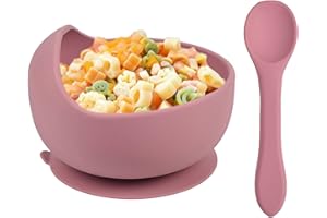 Delven Baby Bowls Spoons for Feeding,Silicone Toddler Weaning Bowls Set Pink with Suction BPA Free Non Slip Easy to Clean Cutlery Tableware Set for Children Infant Girls,Microwavable Dishwasher Safe
