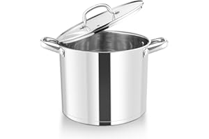HaWare 11.6L Stock Pot, Large Stainless Steel Stockpot with Clear Lid, 26cm Tri-Ply Bottom Cooking Pot for Pasta/Meat/Soup, Suit for Induction/Electric/Gas/Ceramic, Healthy & Easy Clean