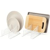 simplywire Pack of 2 Tableware Holders/Dish Drainer - Kitchen Cabinet Organizer - White Plastic Coated Steel - Small