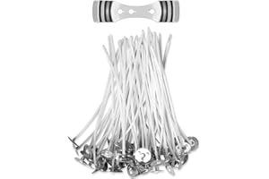 EHIOG Kerzendocht,100 Stück 10 cm Dochte Runddocht Teelichtdochte mit Fuß Gewachst Kerzendochte Kerzen Dochte Candle Wick für Kerzenherstellung Kerze DIY, Kerzenwachs Zum Gießen 10cm，Weiß