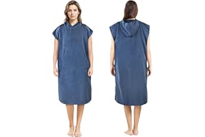 AUYAO Poncho Surf, 110cmX78cm Poncho de Toalla con Capucha para Adultos, Capa Cambiarse, Microfibra de Secado Rápido, Toalla Poncho con Bolsillos Unisex Ideal para Vacaciones Surf Playa, Azul Oscuro