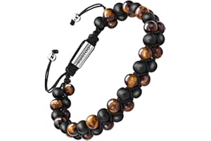 murtoo Bracelet en Pierre Naturelle pour Les Hommes, Braceletréglable de perlesavec Huile Essentielle Yoga comme Diffuser Bracelet pour Hommes