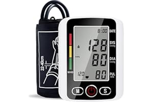 Rewing Blood Pressure Monitors for Home use with Cuff Arm,Automatic Blood Pressure Machine Upper Arm for 2 Users BP Machine with Battery, White