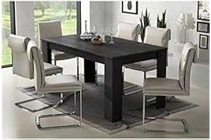 Dmora Tavolo Da Pranzo Allungabile, Cm 160 X 88 X 79, Con Allunga Da 60 Cm, Colore Nero