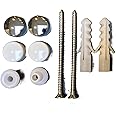 TC WC Toilet Pan Bidet Fixing Kit with Screws Wall Plugs Washers & Chrome White Cover Caps