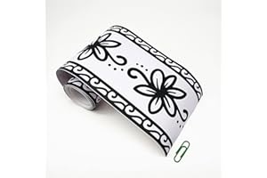 VisitRyl Papel pintado impermeable con borde de pared extraíble patrón pintado para despegar y pegar autoadhesivo cocina baño adhesivo adhesivo pared frontera adhesivo Flores Negras 10cm x 240cm