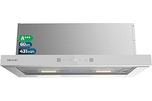 Cecotec Campana Extractora 60cm Telescópica Bolero Flux TLT 604400 Glass White A+++. Succión 431,2m³/h, Bajo Consumo, Motor DC, Control de Movimiento y Táctil, Cristal Frontal Blanco, Acero Inox