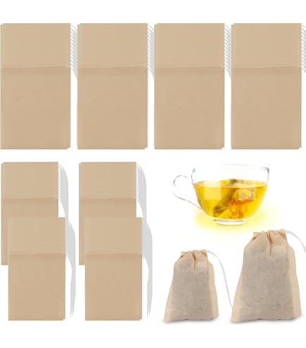 100 Bustine Filtro Tè Vuote Con Coulisse 8x10 Cm - Infusori Naturali Non Sbiancati, Biodegradabili, Per Tè Sfuso, Erbe E Spezie