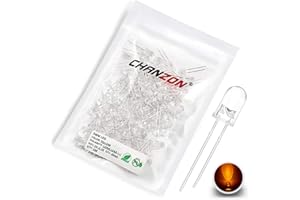 CHANZON 100 pcs 5mm Jaune LED Diode Lumières (Transparent Rond Transparent DC 2V 20mA) Lumineux Ampoule Lampes Composants Électroniques Indicateur Diodes Émettrices De Lumière
