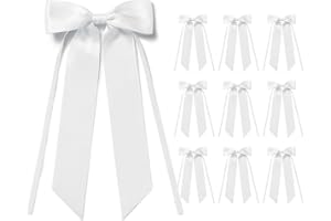 MORSUNBELA Weiße Schleifen Hochzeit Deko Weiss Schleife Kommunion Geschenkschleife für Geburtstag Weihnachten Girlande Geschenke,Weiß,10 Stück