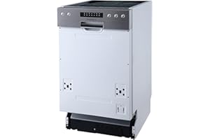 Respekta Spülmaschine teilintegriert 45 cm / Einbau-Geschirrspüler mit flexiblem Besteckkorb / 6 Programme / Startzeitvorwahl / 9 Maßgedecke / LED-Display / GSP45TIDM