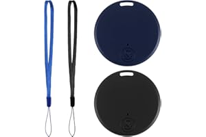 WITFOAM 2 Pack Localizador GPS Bluetooth 5.2–Rastreador GPS Android iOS para Llaves,Perros,Bicicletas,Carteras,Maletas–Localizador Android con Alarma Sonora, Batería Reemplazable Azul y Negro