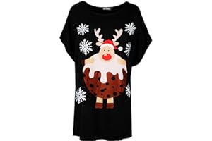 Be Jealous Womens Xmas Batwing Oversize Baggy T Shirt Top
