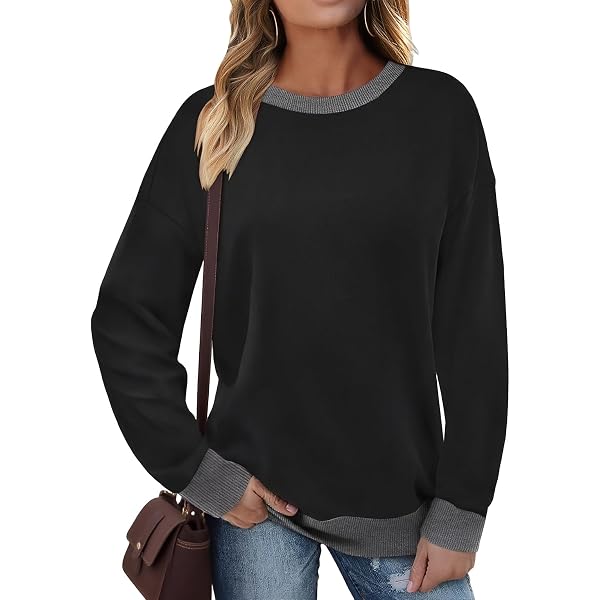 PINSPARK Sweatshirt Femme Oversize Sans Capuche – Col Rond, Manches Longues, Ultra Doux, Streetwear Automne-Hiver