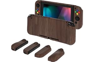 PlayVital Protection Accessoires pour Switch Coque,Étui Housse avec Capuchon pour Nintendo Switch et Protecteur d'Écran & AlterGrips Boutons-Grain de Bois