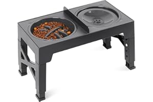 Wuudi Podwyższona miska dla psa z powolnym karmieniem, powolna miska na wodę, 2 w 1, podniesiona miska dla psa, 4 regulowane wysokości, ze stojakiem, małe, średnie, duże psy, wersja ulepszona