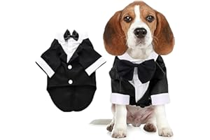 Esenlong Abito Smoking per Cani,Set Vestito Collare Cani per Matrimoni Cani Smoking Elegante con Papillon,Formale Vestito Cani Partito Rimovibile per Cani di Taglia Piccola Media Grande