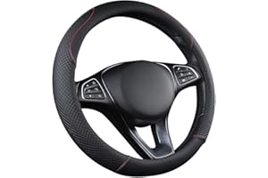 FREESOO Funda Volante Coche- Cubierta Universal 38CM- Cuero de Microfibra Negro-056