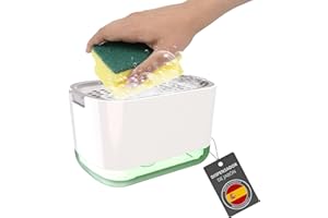 THE INVENTIONS EMPORIUM Dispensador Jabón Cocina Jabonera y Dosificador Jabon Cocina, Accesorios Fregadero (Blanco, 1 Pieza)
