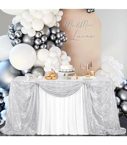 Tovaglie Glitterate Per Feste - 2 Pezzi 137x274 Cm Blu Verde Acqua