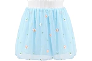 Bezioner Jupe Tulle Brodée Tutu Fille Jupe Courte 4 Couches avec Doublure pour Enfants 1-10 Ans