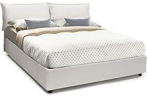 Talamo Italia - Doppelbett Fatima, Containerbett mit Kunstlederbezug, 100% Made in Italy, Frontöffnung, mit Matratze Cm 140x200 enthalten, Weiß