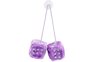 AYNKH 6 cm große Auto-Hängewürfel, Autospiegel, Weihnachtsbaum-Dekoration, flauschiger Innenanhänger, flauschige Würfel für Auto, Paar hängende Paare, Auto-Anhänger für Auto-Innendekoration (lila)