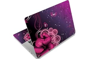 Mibbxea Pegatina para Laptop de 15 15,4 Pulgadas, Protector de Vinilo Reutilizable para Netbook/Notebook de 12,1 a 15,6 Pulgadas, Impermeable y Resistente a Arañazos (012 Flores Púrpura)
