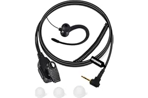HYSHIKRA Oreillette de sécurité Radio Compatible avec Le Talkie walkie Motorola TLKR-T60 T80 T82 T-92 H2O T80 Extreme T82 Extreme, légère, en Forme de G avec Micro (Noir, 1 Pack)