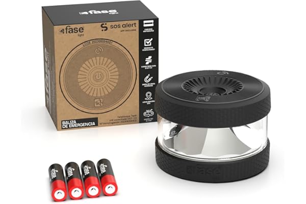 Luz Emergencia Coche Homologado DGT - baliza v16 homologada DGT con geolocalizador - Proporciona Geolocalización Exacta a la DGT - FASELIGHT IoT Color Negro