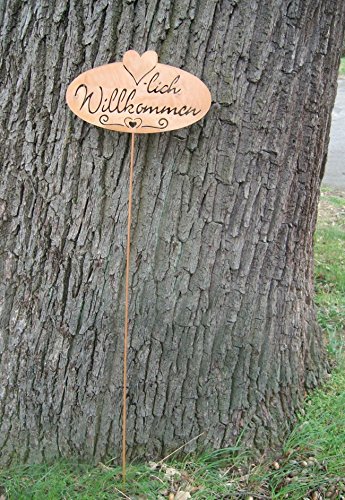 Gartenstab, Willkommen, Rankstab, Eisen , Rost , 105 x 28 cm - 2