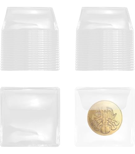 50 Münztaschen Aus PVC – Transparent, 5,5 X 5,5 Cm Zum Sammeln & Aufbewahren