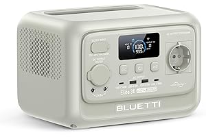 BLUETTI Elite 30 V2 Generador Solar Portátil, 288Wh LiFePO4 Batería de Respaldo, 600W Toma de CA (1500W Pico), 0-100% en 70 Min, Ideal para Camping, Viajes, Cortes de Luz, Gris Arena Claro